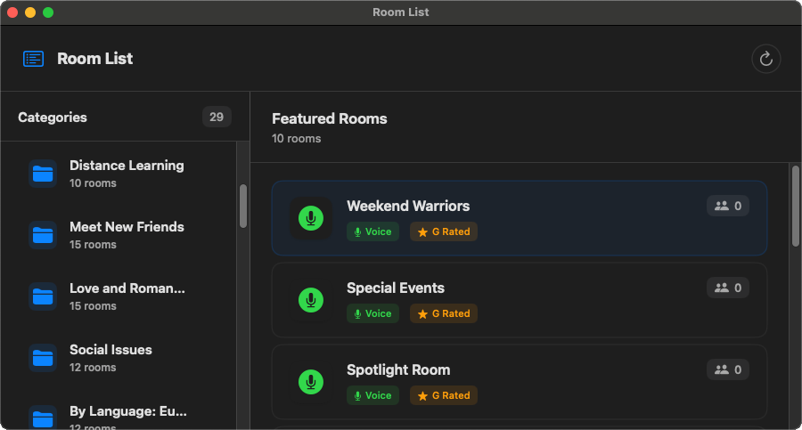 Room Browser Interface